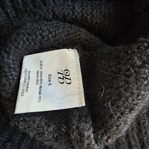 ODTD New York classy retro style Black white round collar knit sweater cropped S - Picture 5 of 6